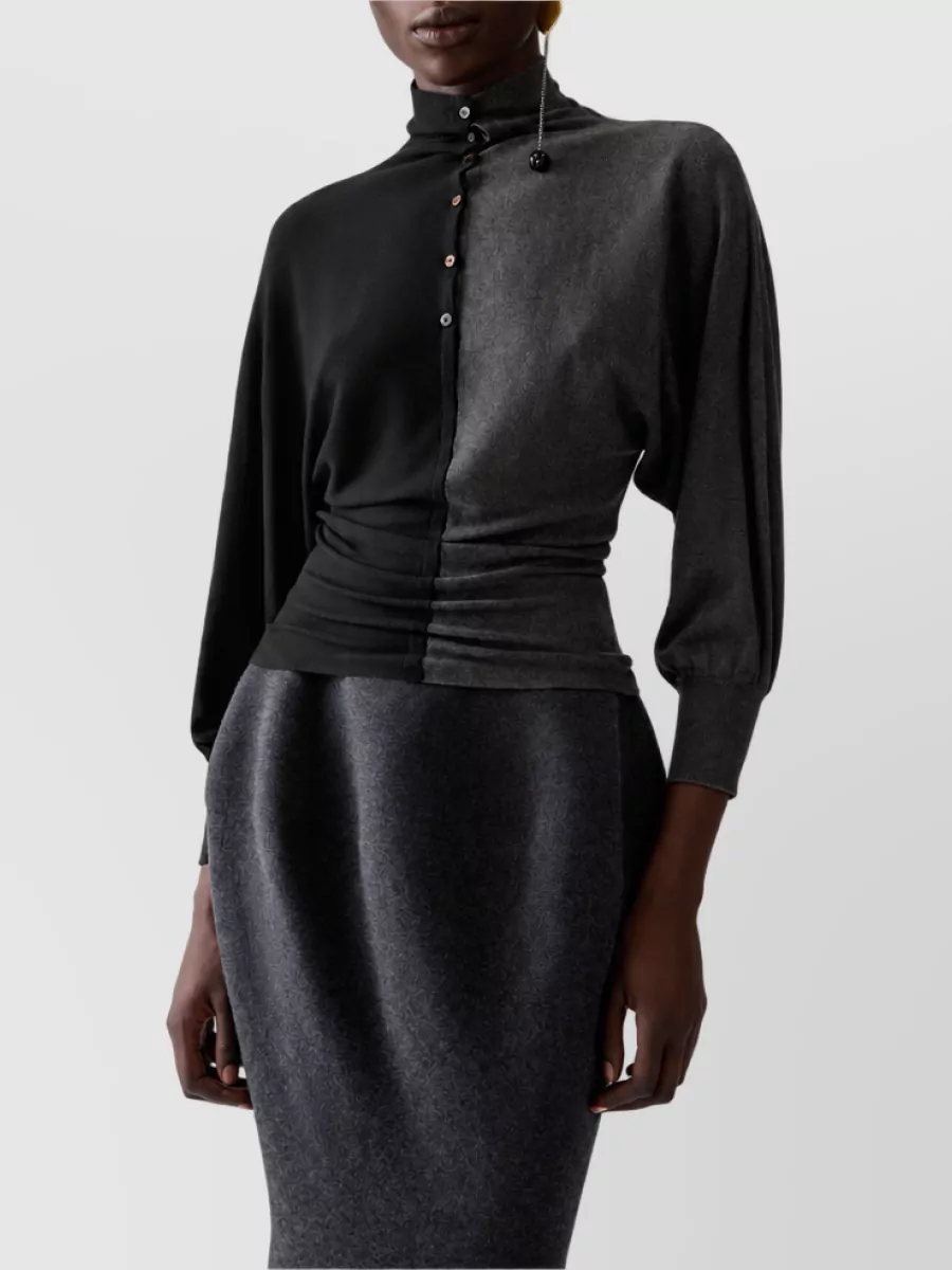 Jacquemus Silk Ribbed Turtleneck Long-Sleeve Polo Shirt