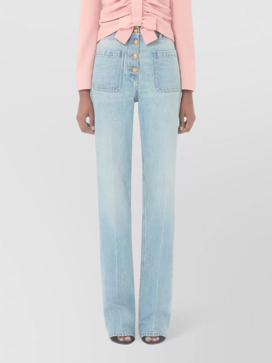 Valentino Cotton High-Rise Straight-Leg Jeans