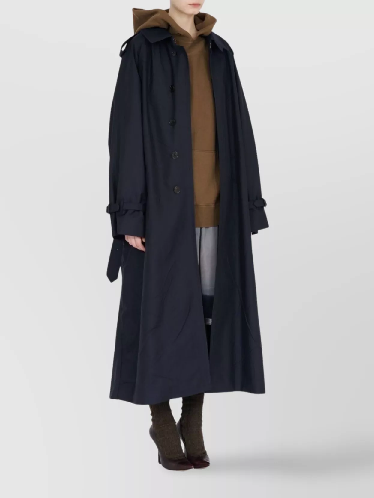 Maison Margiela Long Belted Trench Coat Featuring Epaulettes