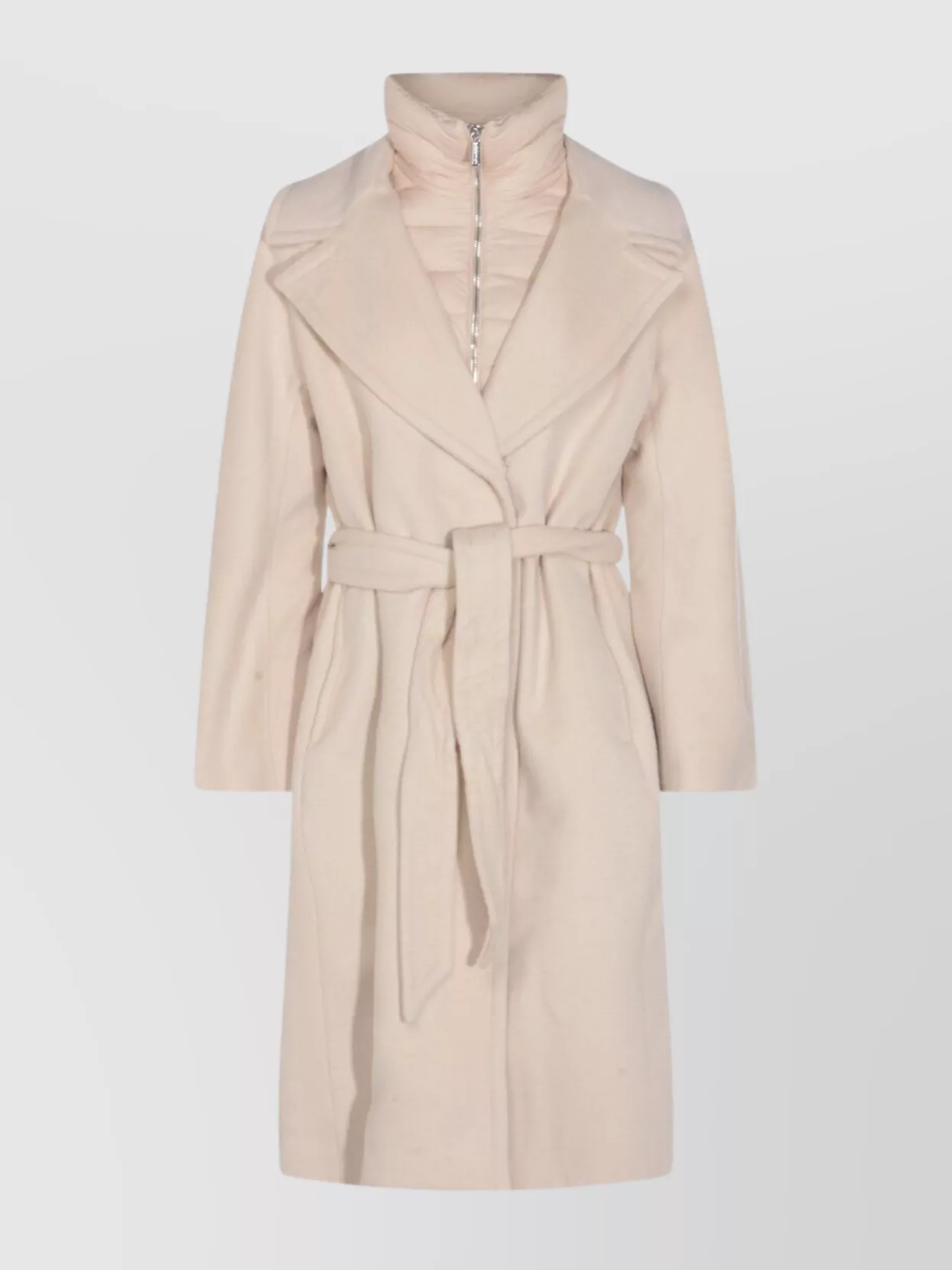 Moorer Long Quilted Jacket Belted Waist