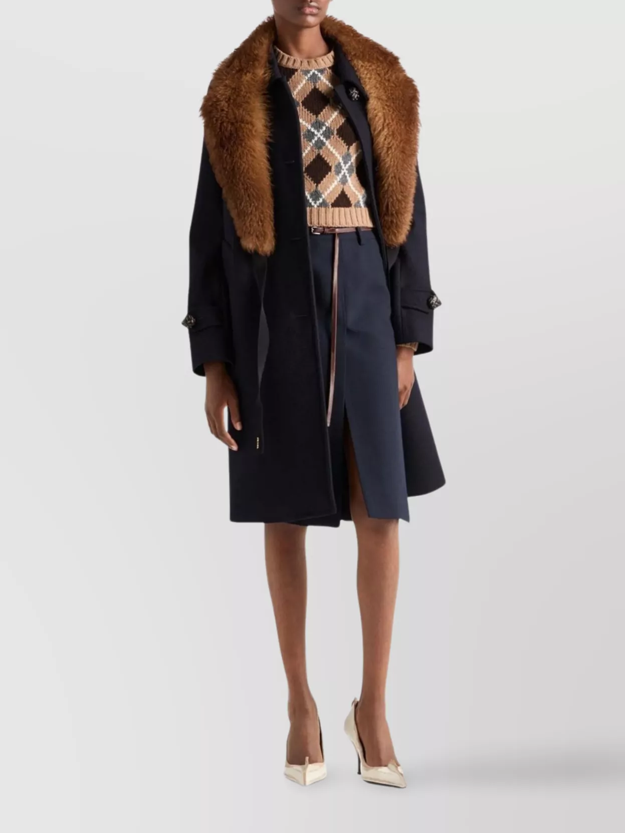 Prada Argyle Crew Neck Cropped Knitwear