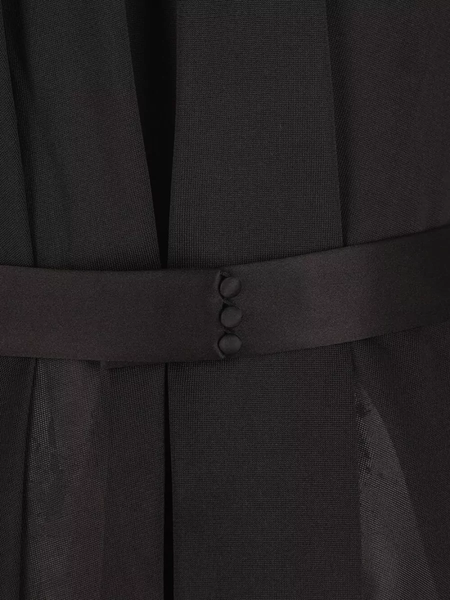Fendi Silk Satin Sleeveless Asymmetric Midi Dress
