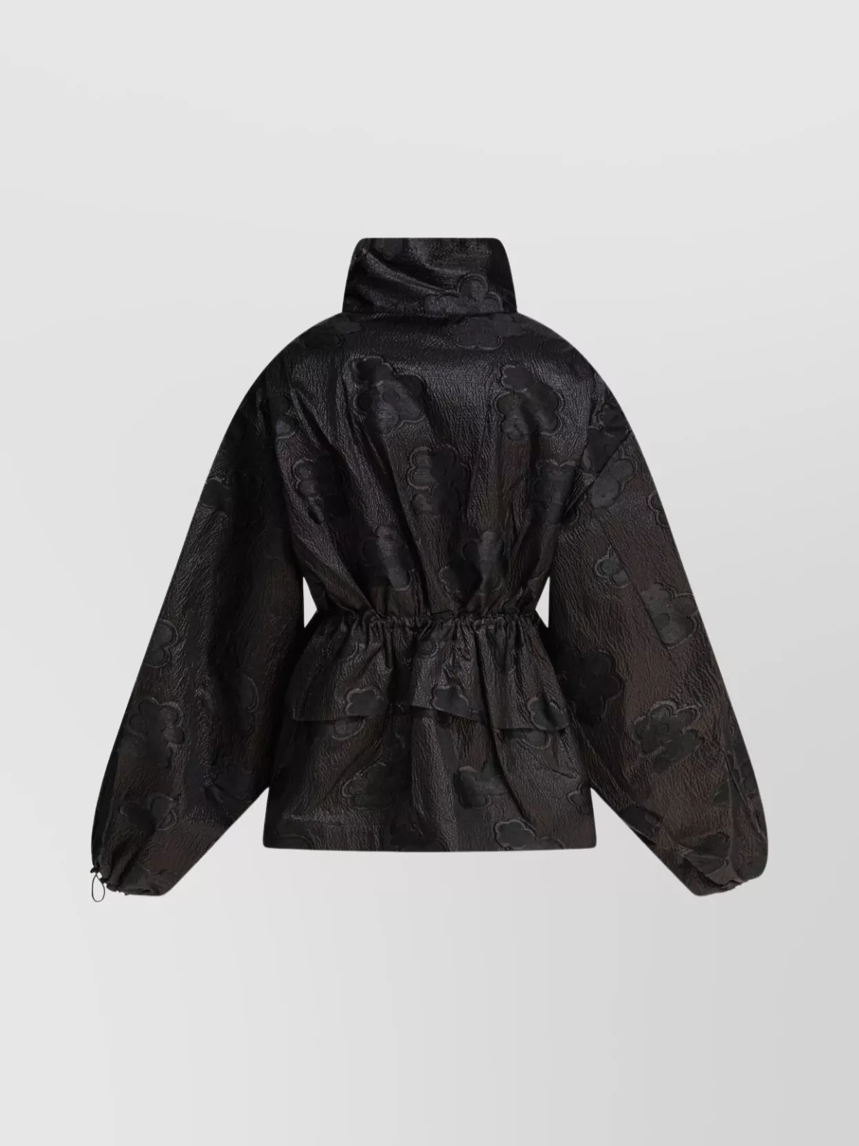 CECILIE BAHNSEN WAIST DRAWSTRING FLORAL HIGH COLLAR TEXTURED JACKET