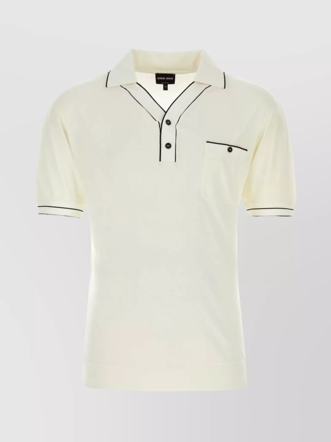 Shop Giorgio Armani Viscose Blend Polo Shirt With Chest Pocket