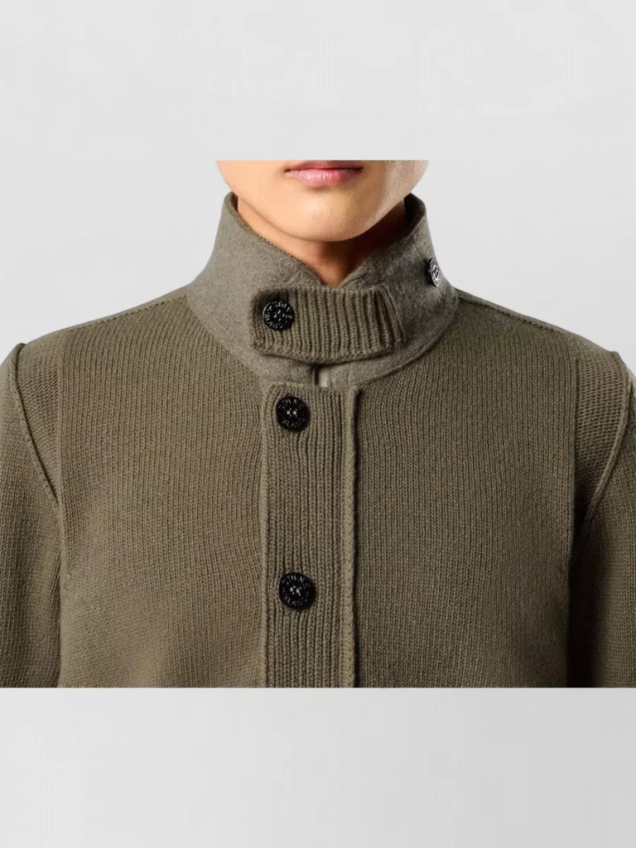 Stone Island Ribbed Wool Zip Cardigan