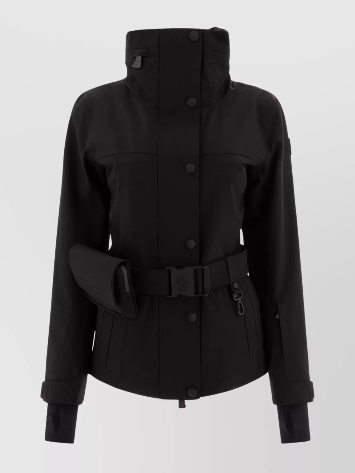 Shop Moncler Ski Jacket With Adjustable Cuffs And Belted Waist