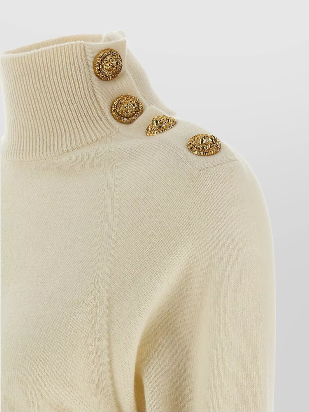 Balmain Cashmere Wool High Neck Button Dress
