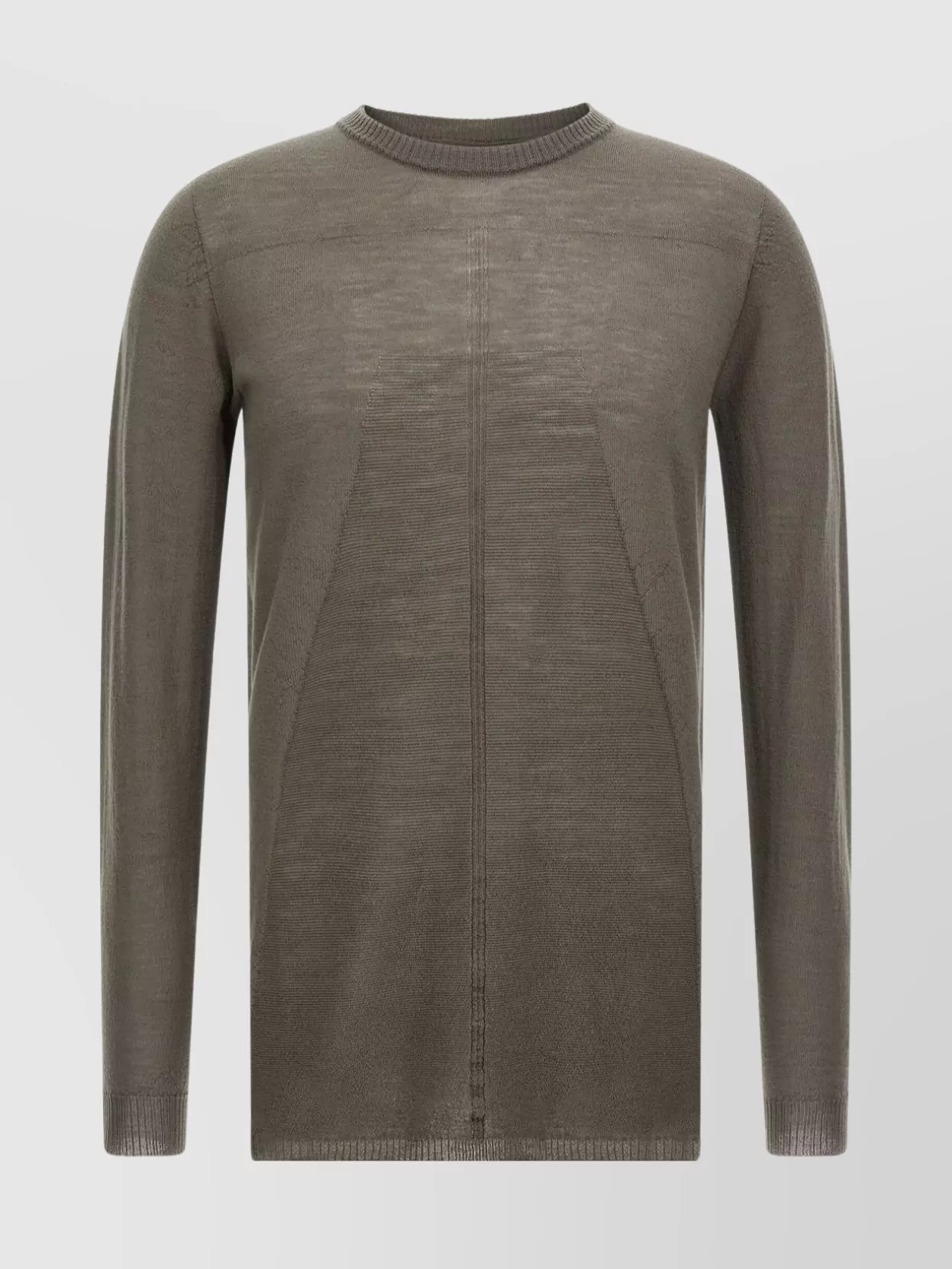Rick Owens Ribbed Crew-neck Sweater In Brown