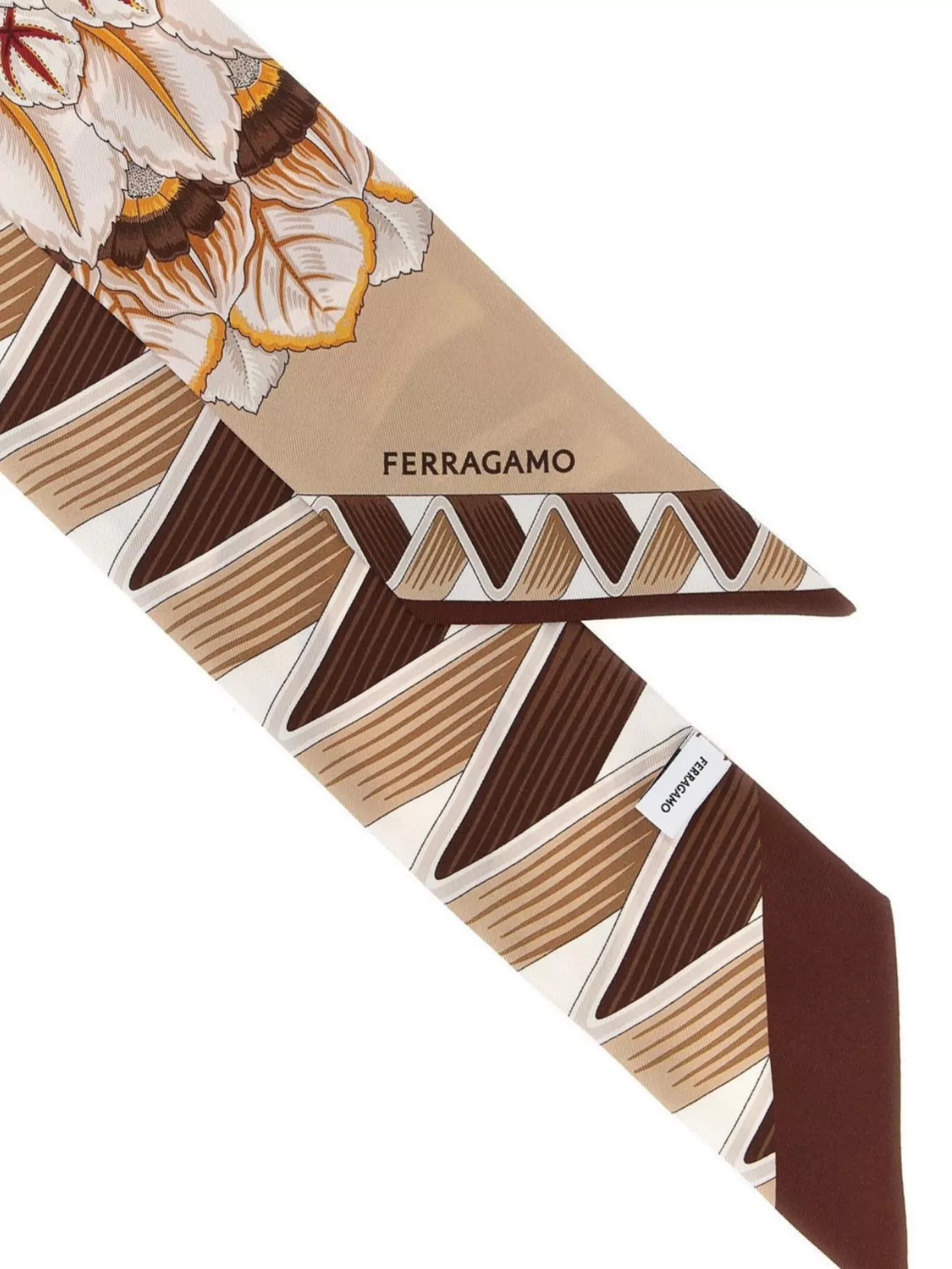 Ferragamo Mini Bandeau Scarf Giada Geometric Floral