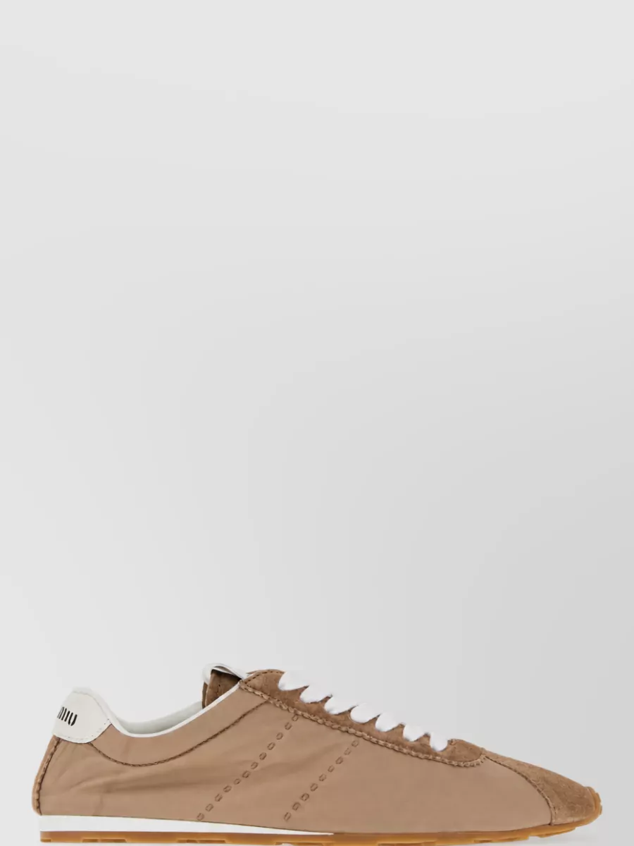 Miu Miu Nylon And Suede Lace-Up Sneakers