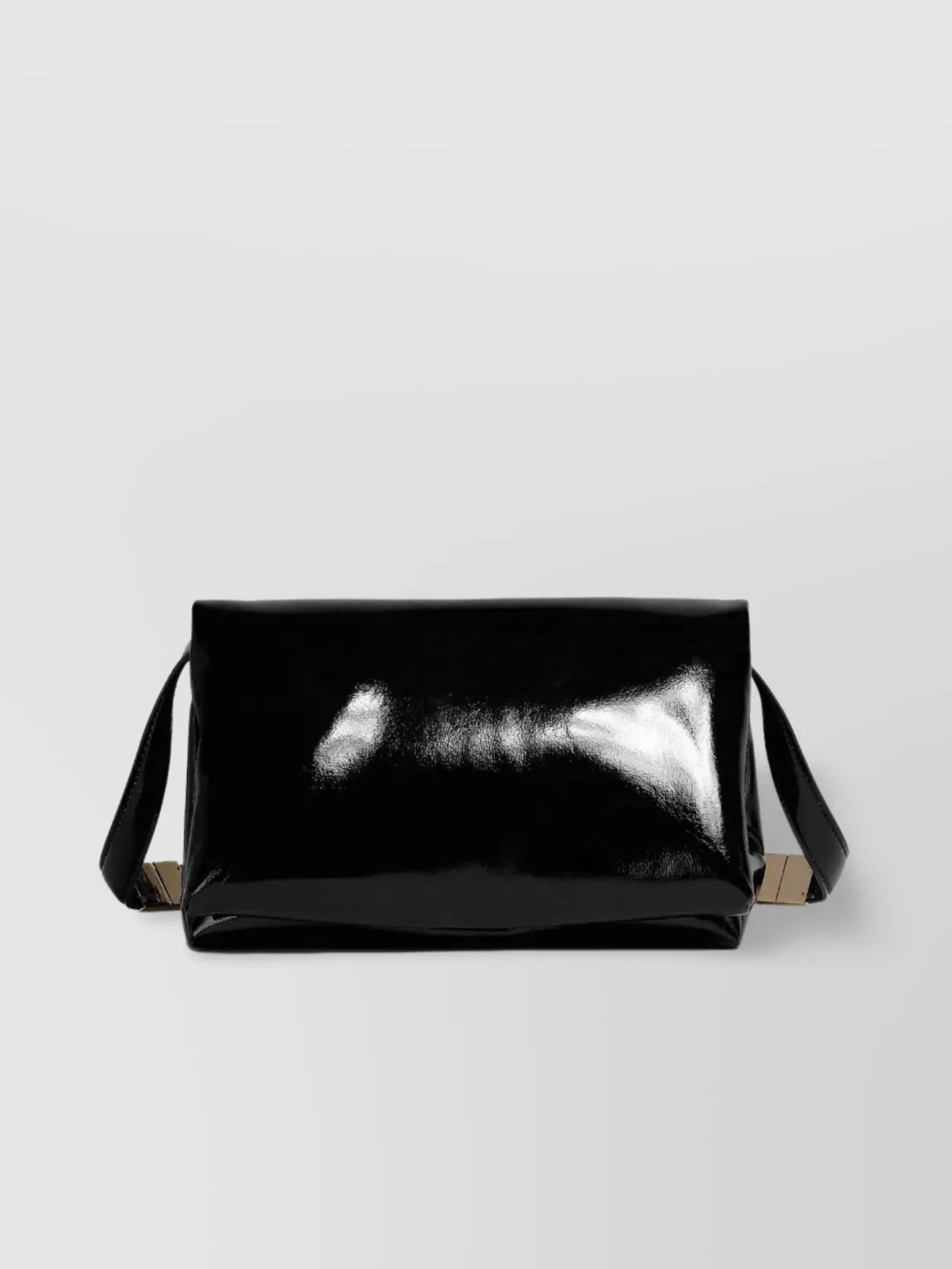 Shop Marni Fold-over Chain Strap Bag In Black