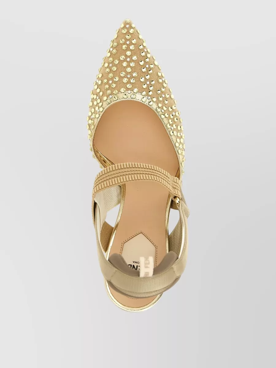 Fendi Mesh Crystal-Embellished Slingback Pumps