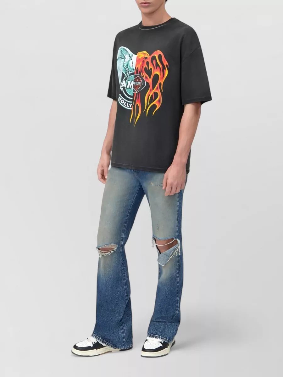 Amiri Logo Panel Crew Neck Graphic T-Shirt