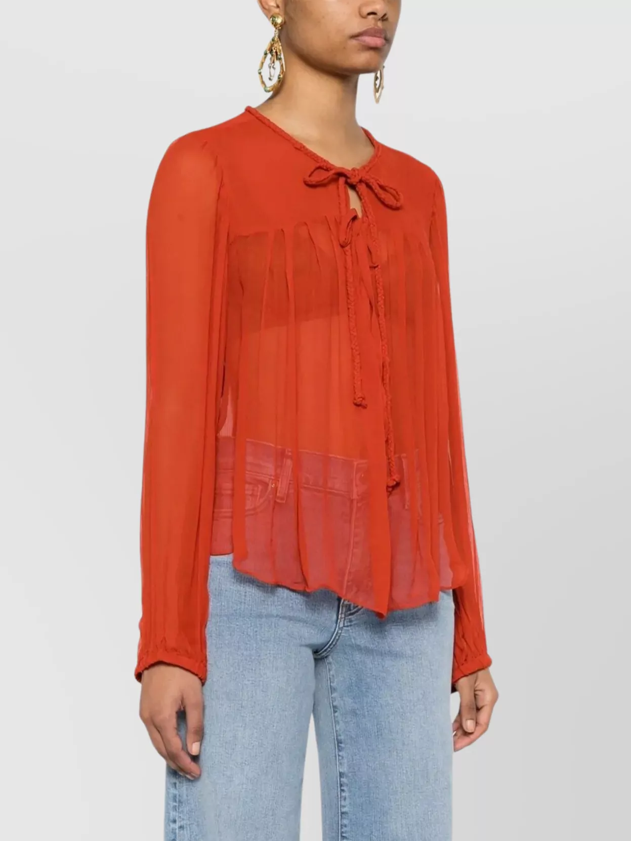 Shop Isabel Marant Pleated Sheer Top Tie Detail