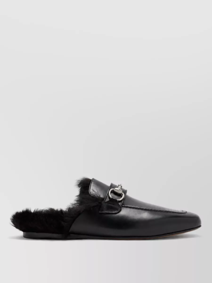 Gucci leather horsebit mules