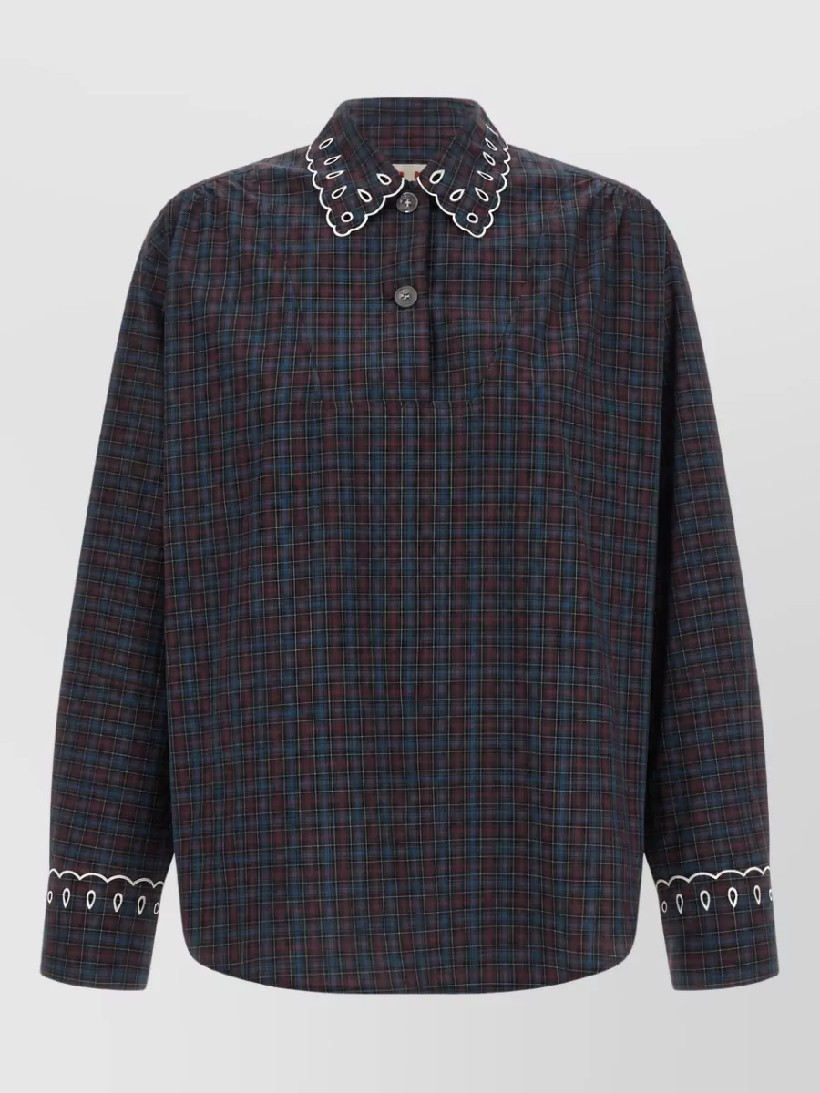 Marni Checked cotton embroidered shirt