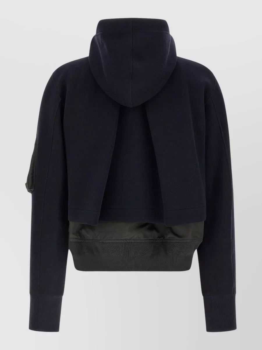Sacai Cotton Blend Hooded Bomber Jacket