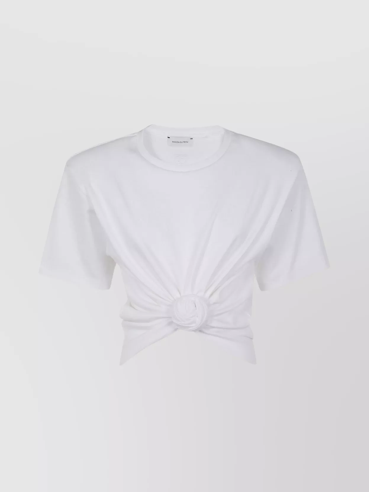 Magda Butrym Front Knot Short Sleeve Crop Top In White