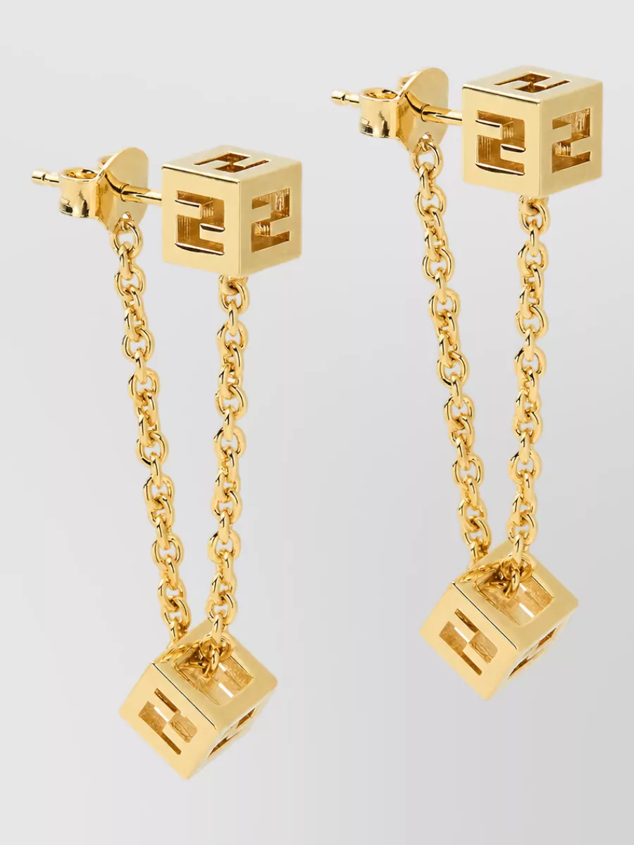 Fendi metal drop earrings