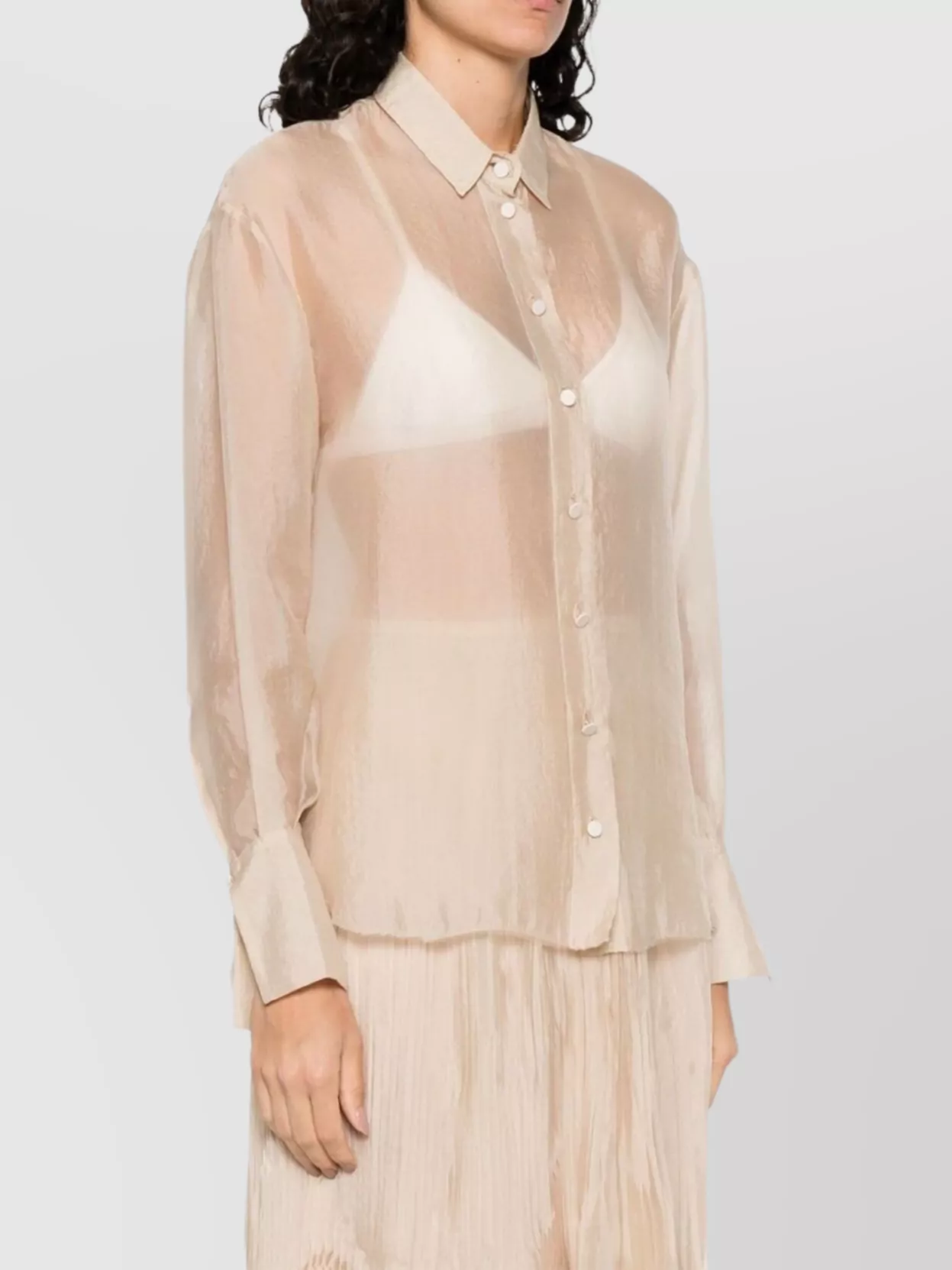 Forte Forte Sheer Long Sleeve Buttoned Cuff Shirt