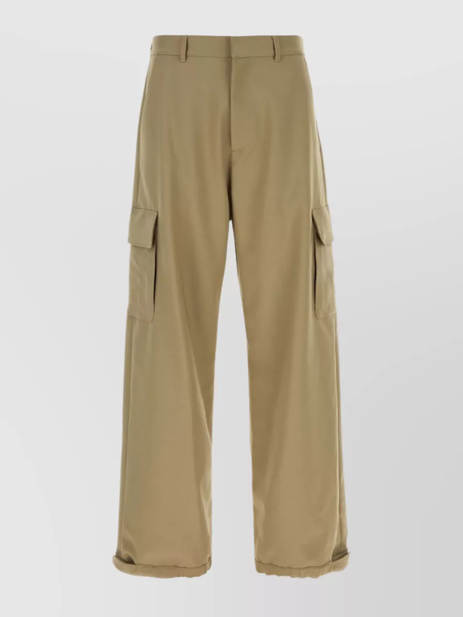 Shop Off-white Cargo Pant With Wide-leg And Adjustable Straps In Brown