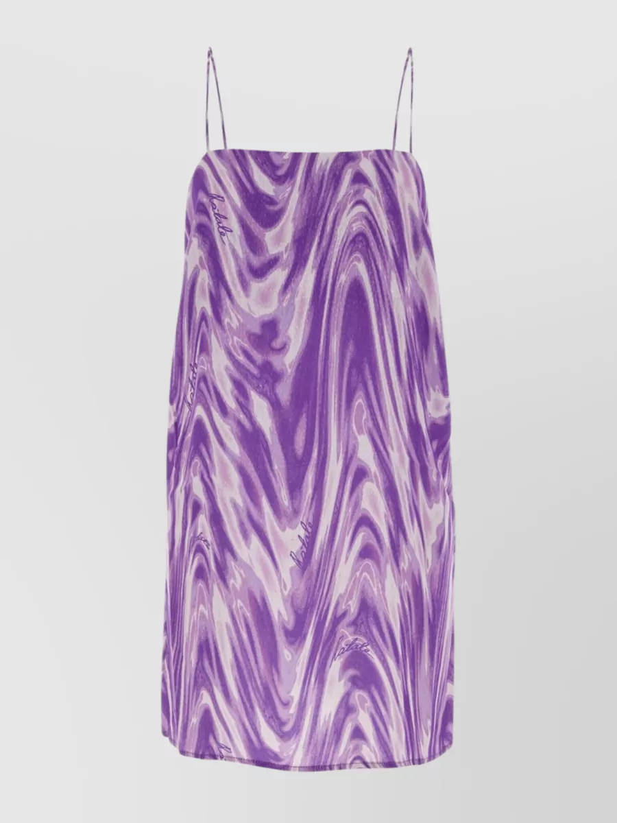 Shop Rotate Birger Christensen Unique Print Viscose Mini Dress In Purple