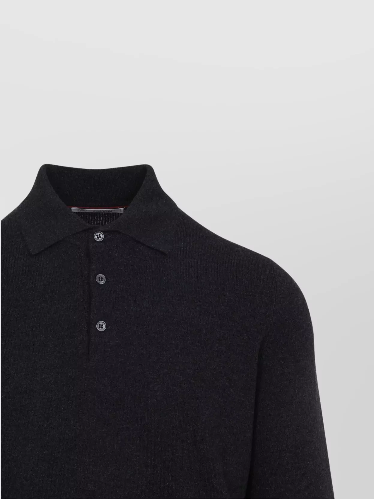 Brunello Cucinelli Cashmere Long Sleeve Polo In Black
