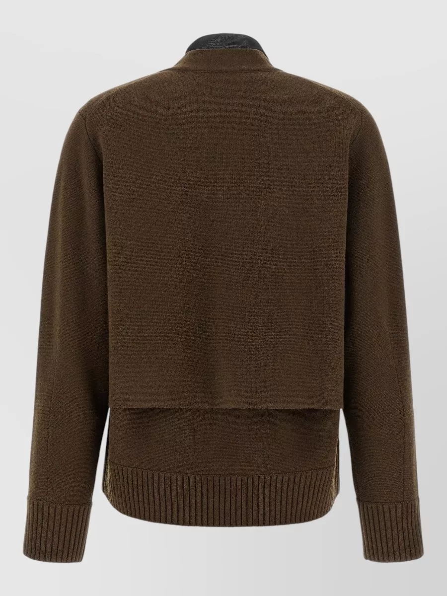 Sacai Wool Cutout V-Neck Long-Sleeve Cardigan