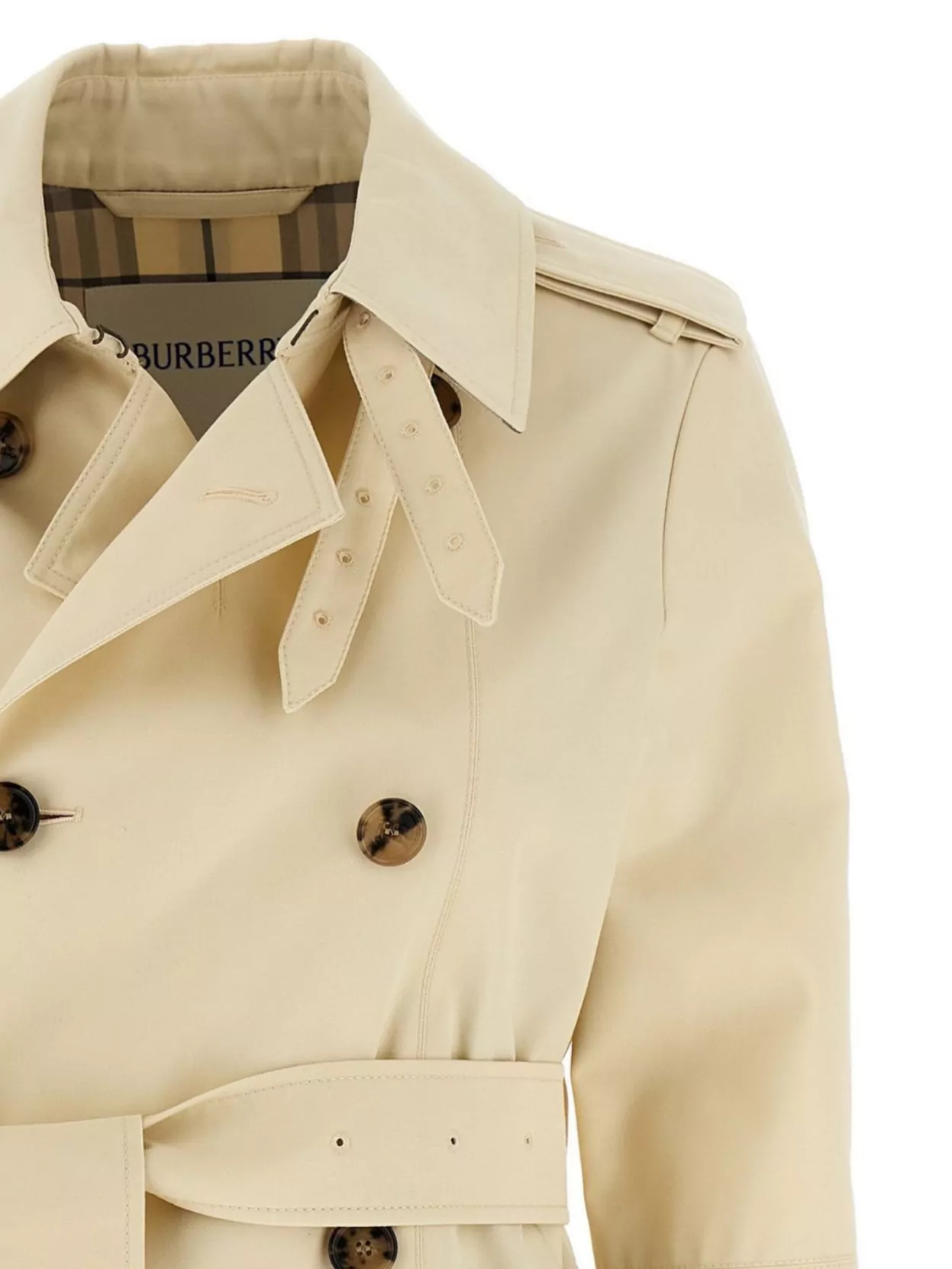 Shop Burberry Short Trench Coat With Belt And Buckle