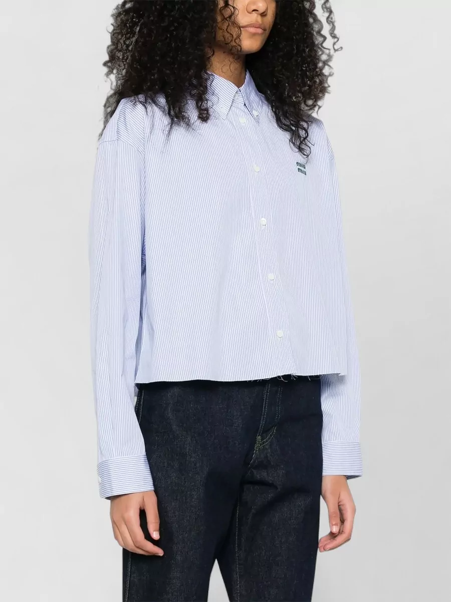 Miu Miu Shirt Button Down Collar Long Sleeves Stripes
