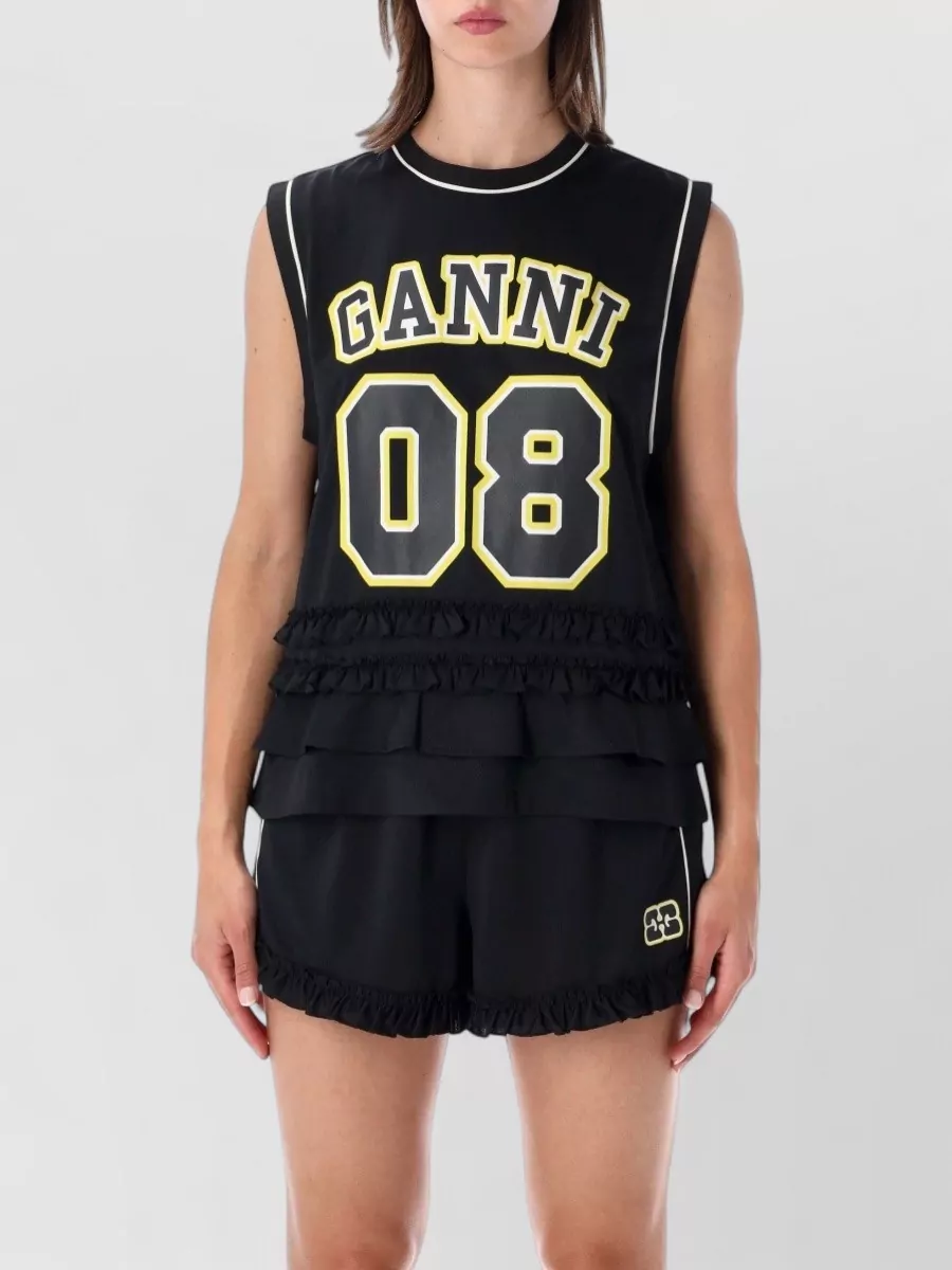 Ganni ruffled hem sleeveless tank top