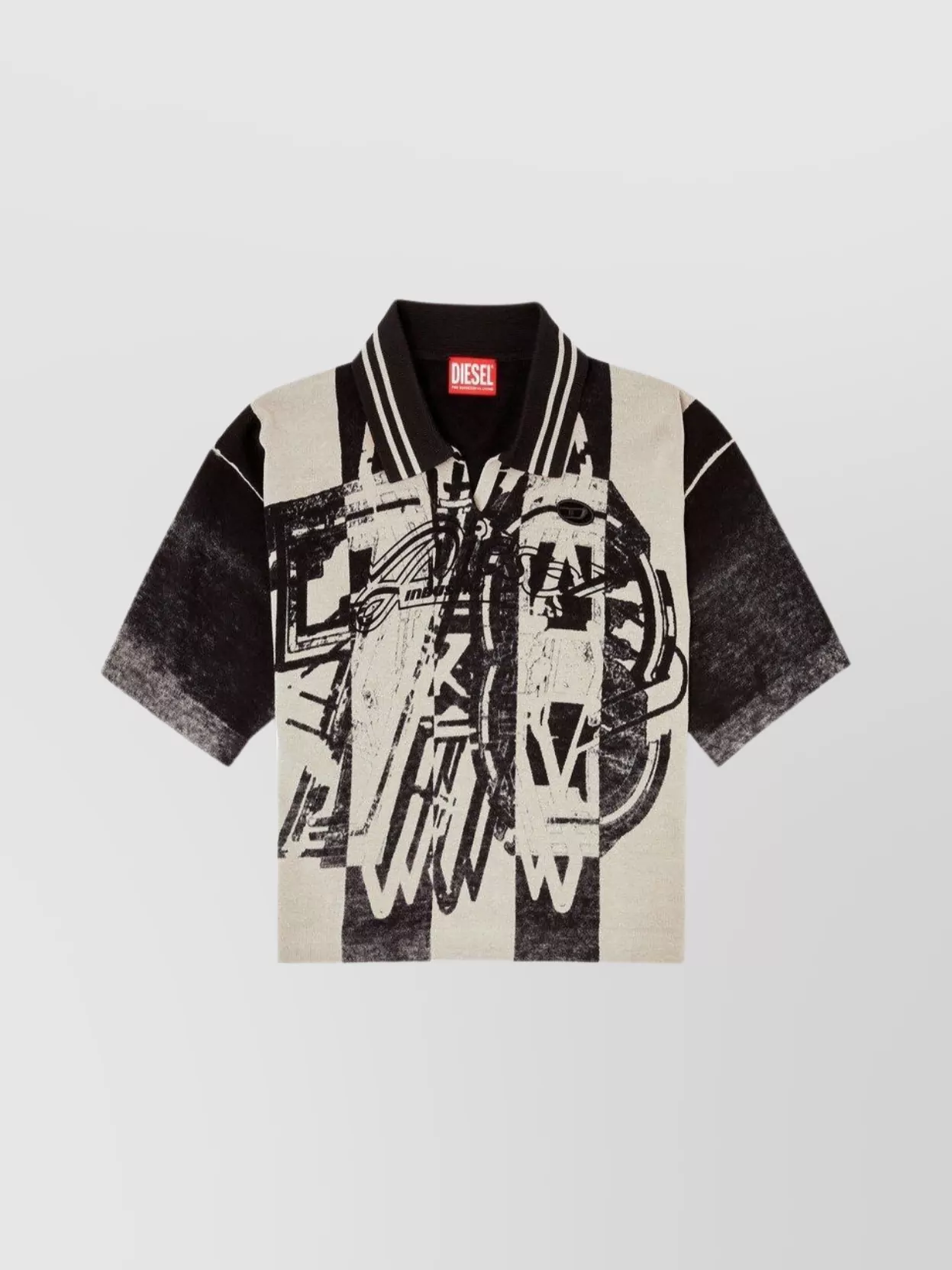 Diesel Graphic print polo collar short sleeve sweater