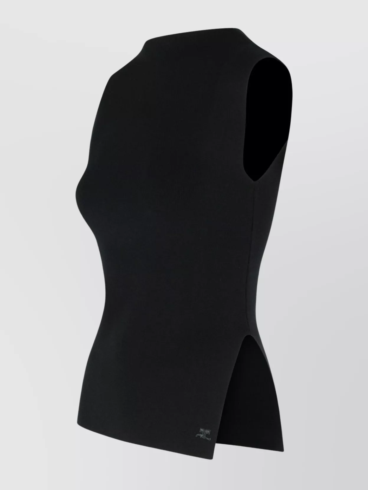 Courrèges Asymmetric Neck Sleeveless Tank Top In Black