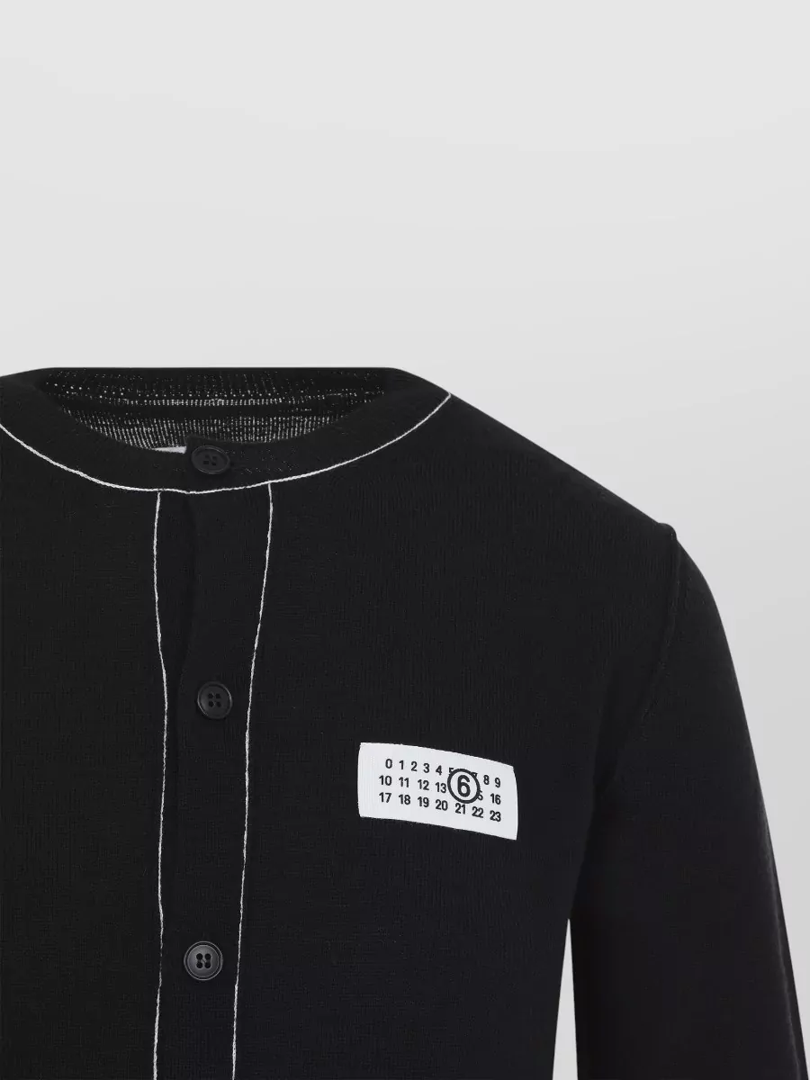 Mm6 Maison Margiela Fine-Knit Wool Blend Crew-Neck Cardigan