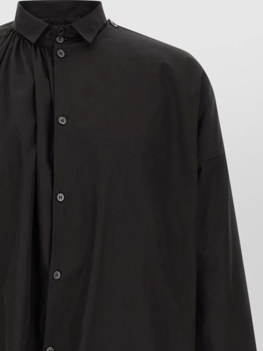 Yohji Yamamoto Cotton Poplin High Collar Long Sleeve Shirt