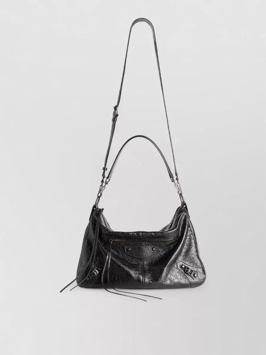 Balenciaga Leather Le City Moto Medium Shoulder Bag