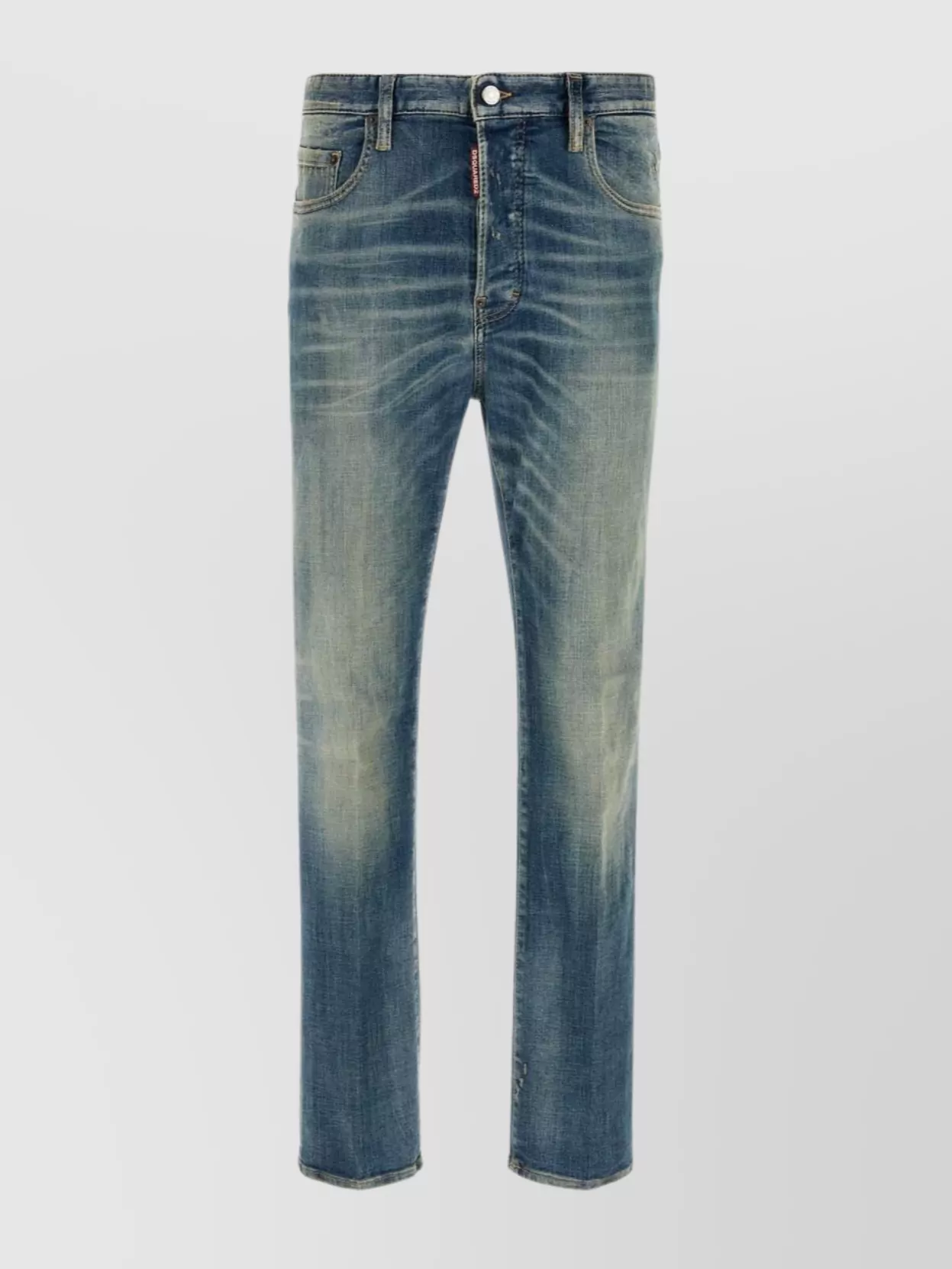 Dsquared2 Blue Jeans With Logo Patch On The Rear And Distressed Effect In Denim Man In Blue