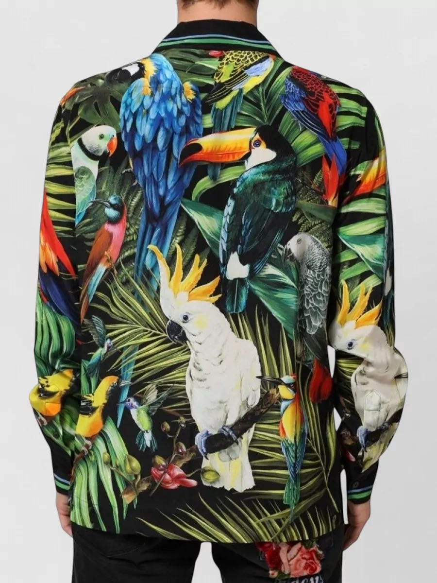 Dolce&Gabbana Silk Parrot Print Shirt