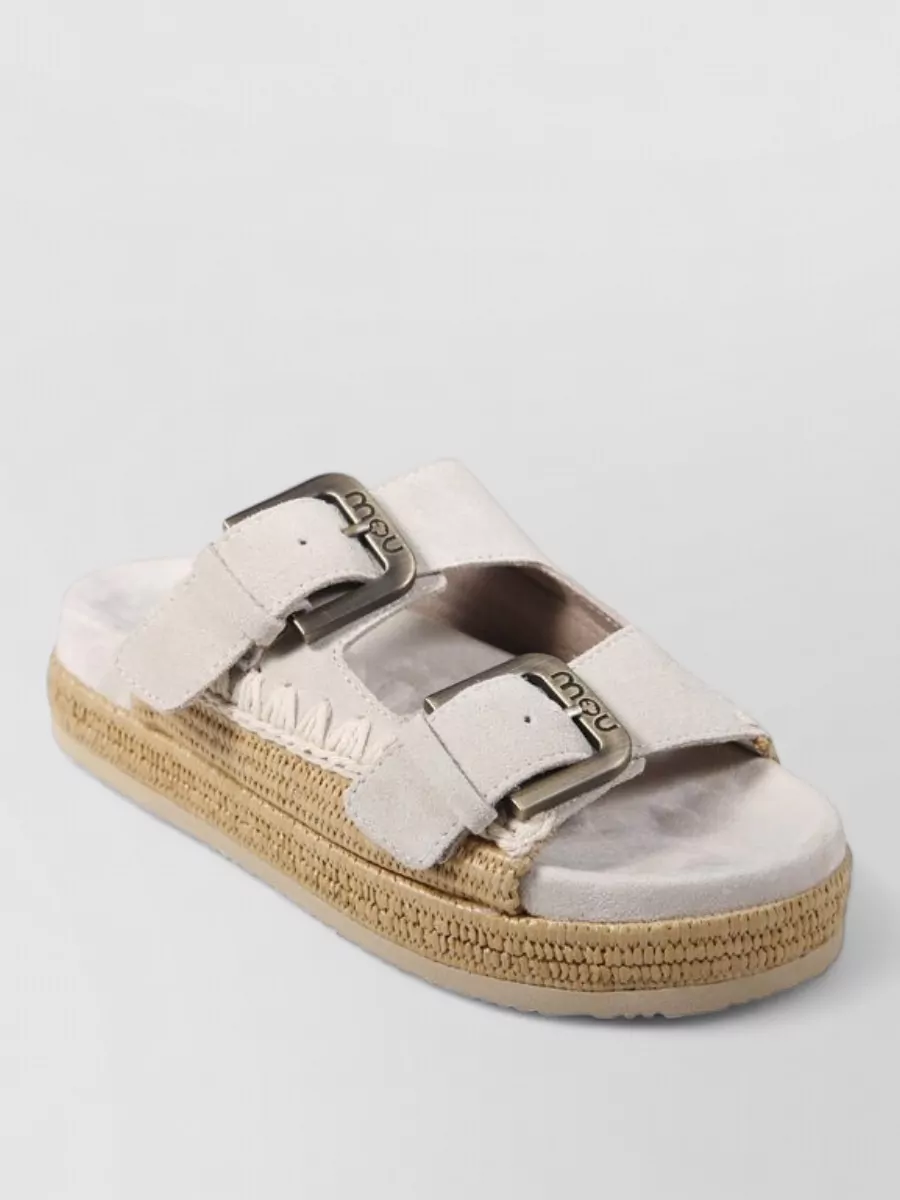 Mou leather two buckle sandals