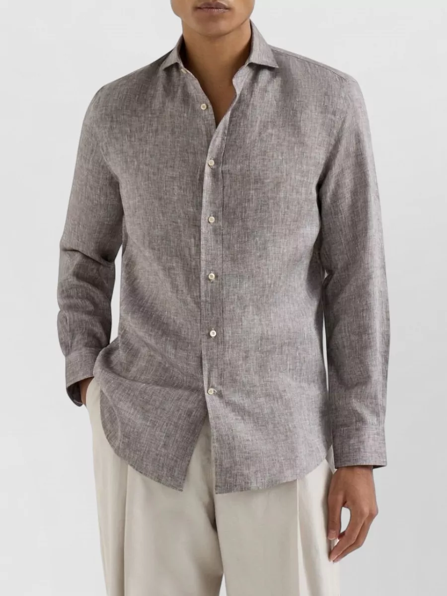 Brunello Cucinelli Lightweight Long Sleeve Linen Shirt