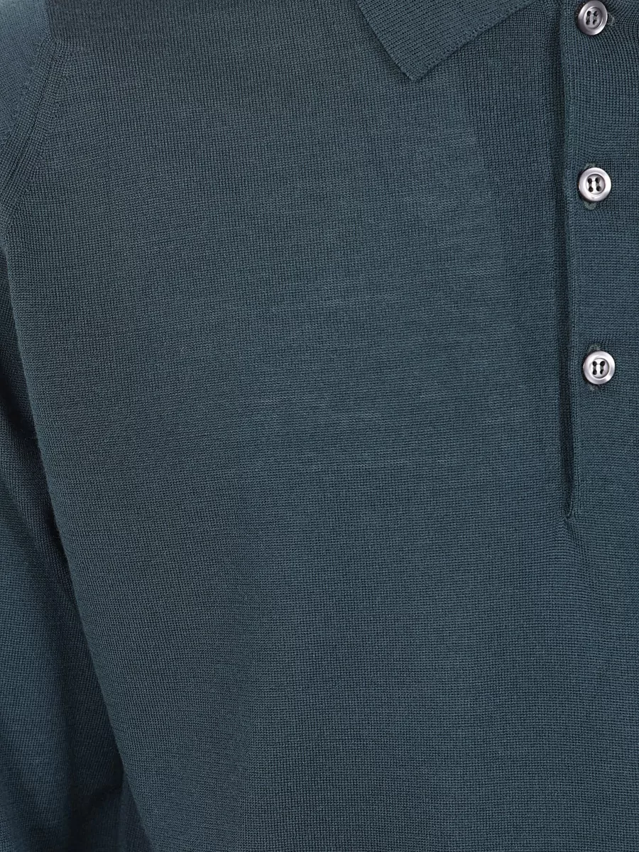John Smedley Merino Wool Long-Sleeve Polo Shirt