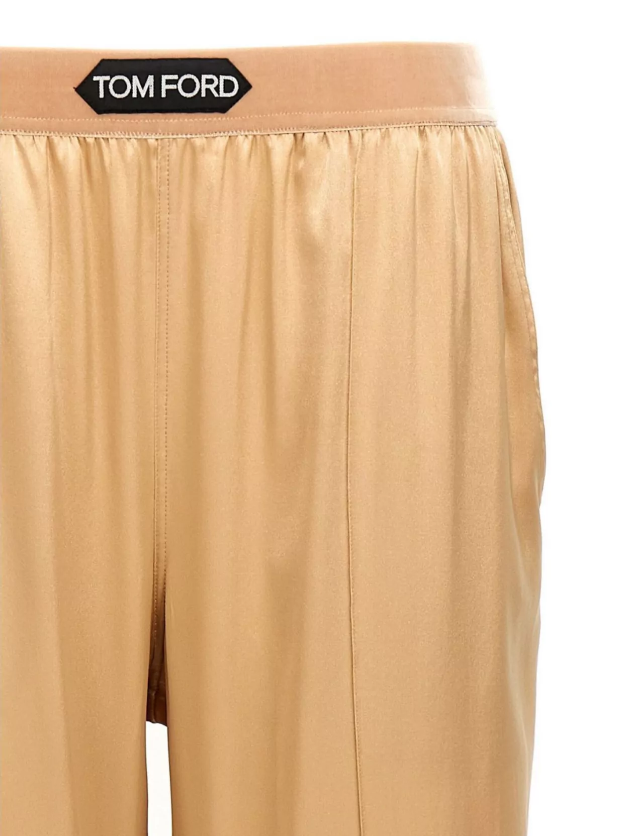 TOM FORD SILK TROUSERS WITH BACK POCKETS AND ELASTIC WAISTBAND