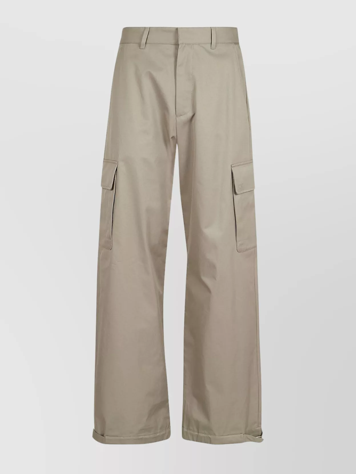 Shop Off-white Cargo Pant With High Waist And Wide Leg