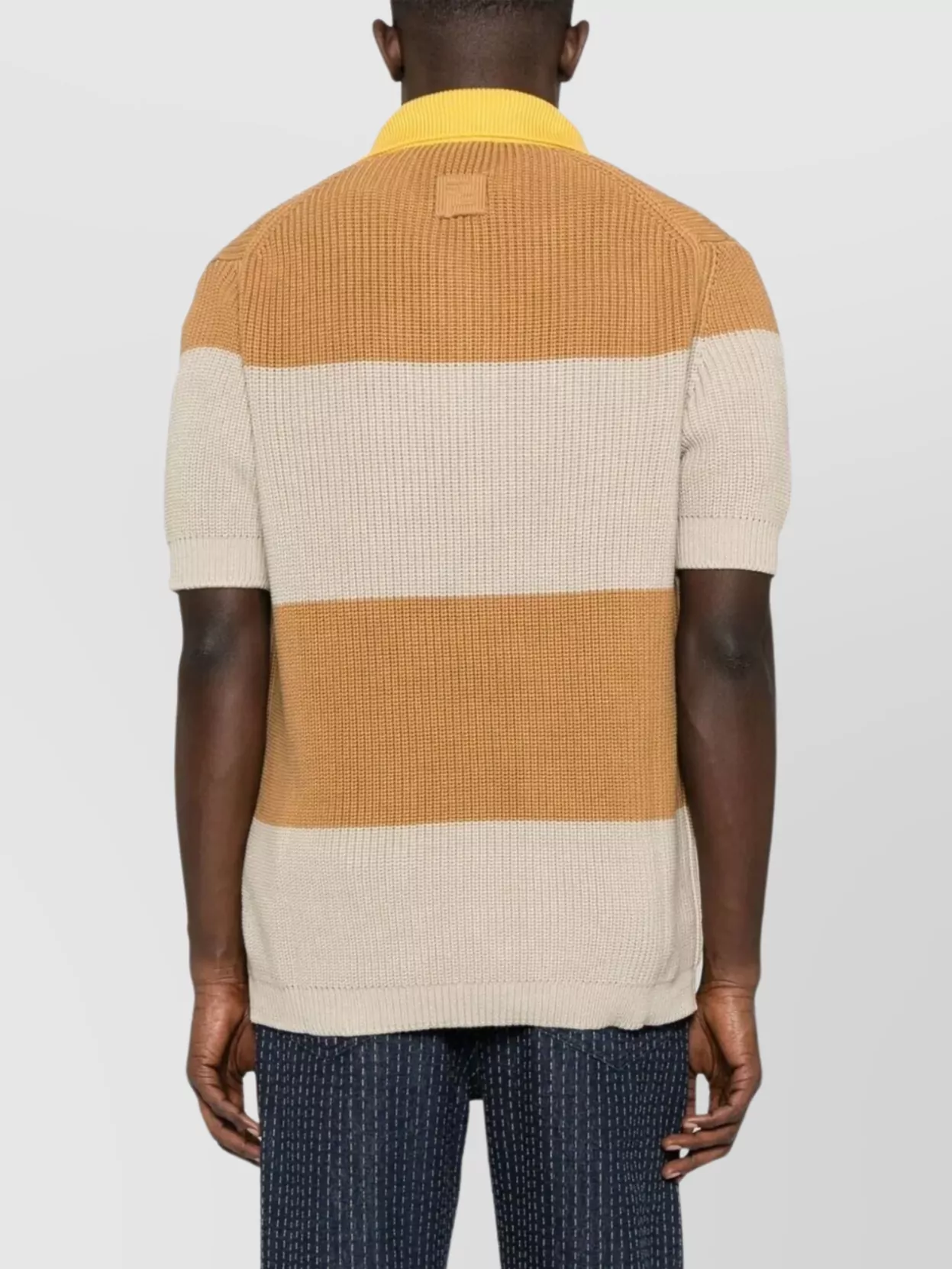 Fendi Striped Cotton Jersey Knitted Polo Shirt