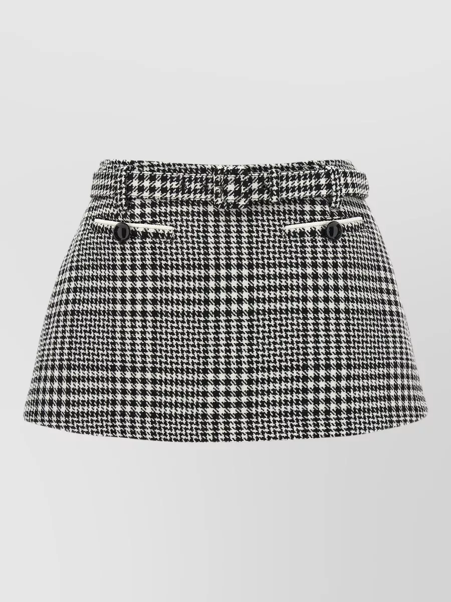 Self-Portrait Bouclé Wool Houndstooth Skort