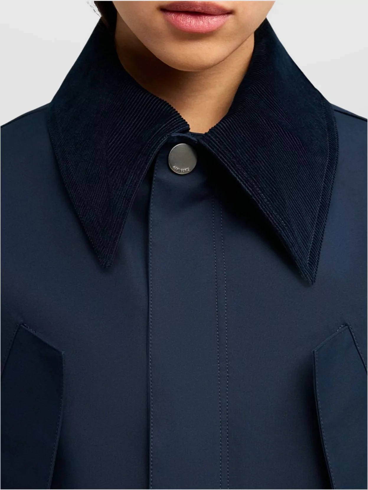 Ami Paris Flap Pocket Cropped Jacket With Corduroy Collar