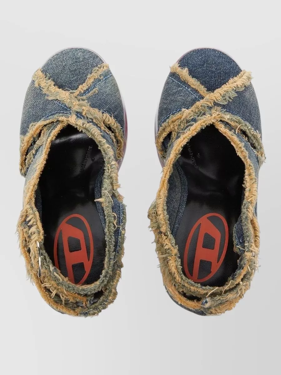Diesel Denim Peep-Toe Slingback Sandals
