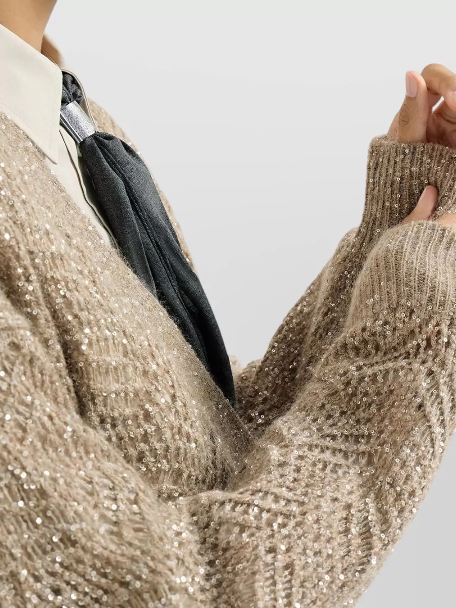Brunello Cucinelli Ribbed V-Neck Mohair Cardigan