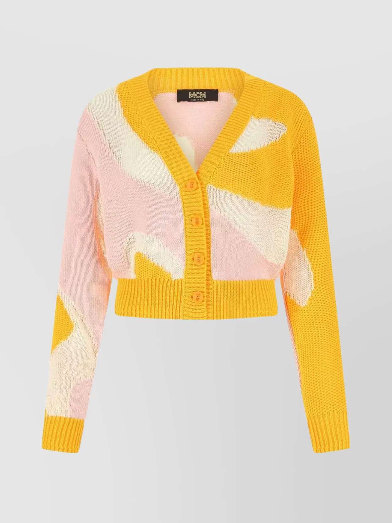 Shop Mcm Knitwear Cardigan Cotton Multicolor V Neck