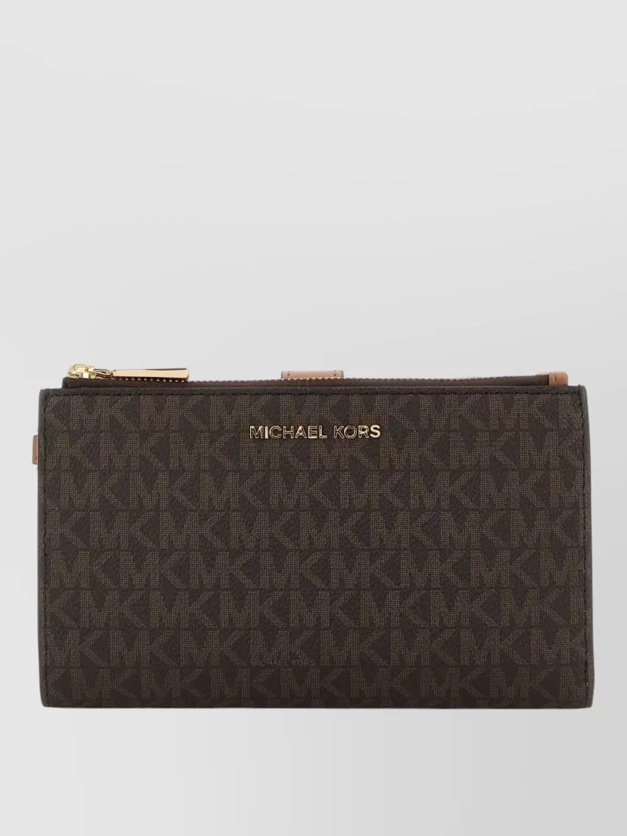 Michael Kors Monogram Patterned Canvas Wallet Accessory In Brown